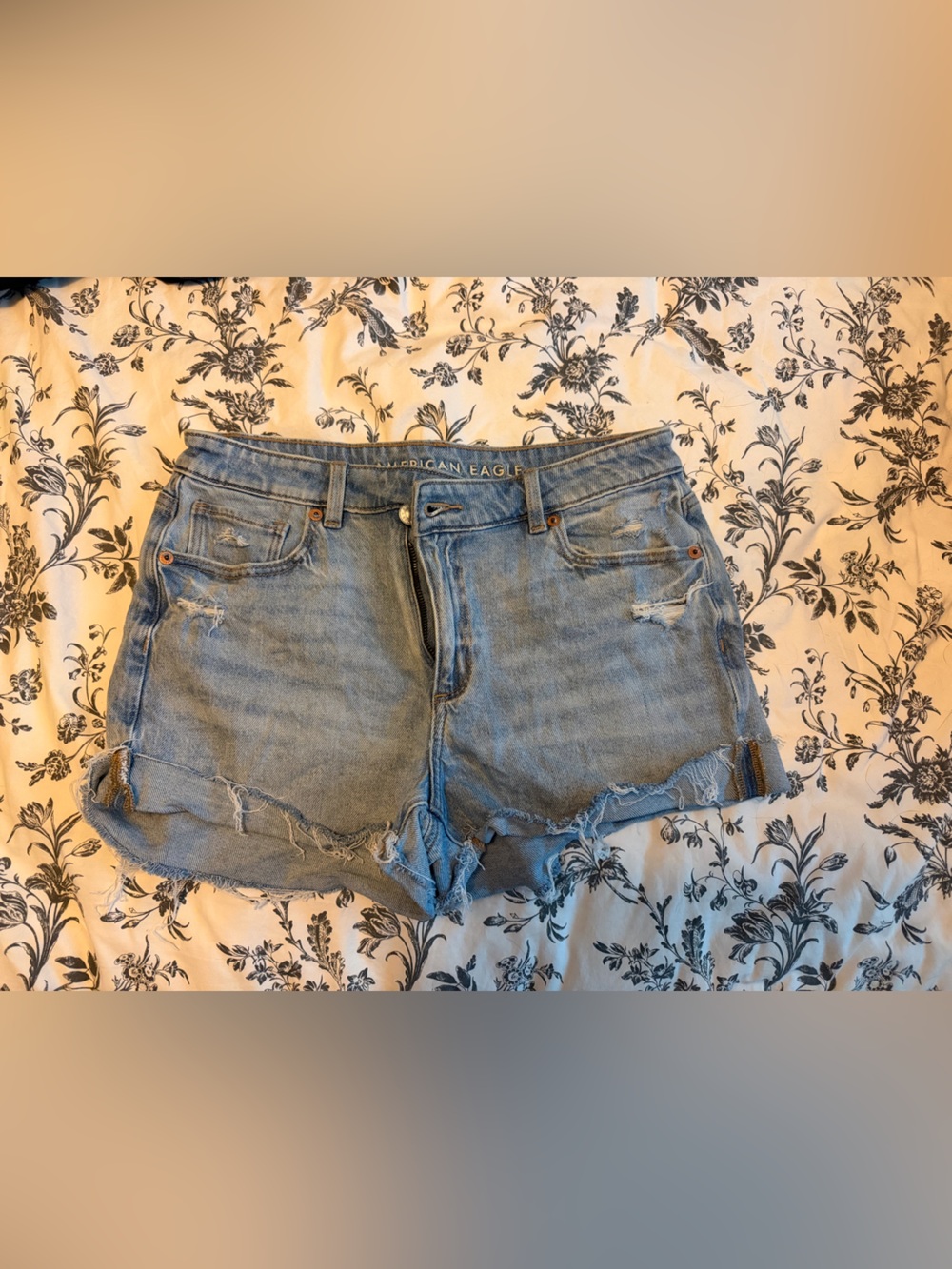 American Eagle Outfitters Light Blue Distressed Denim Shorts